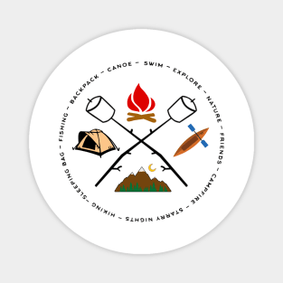 Campground Bonfire Marshmallow Rowboat Oar Lodge. Magnet